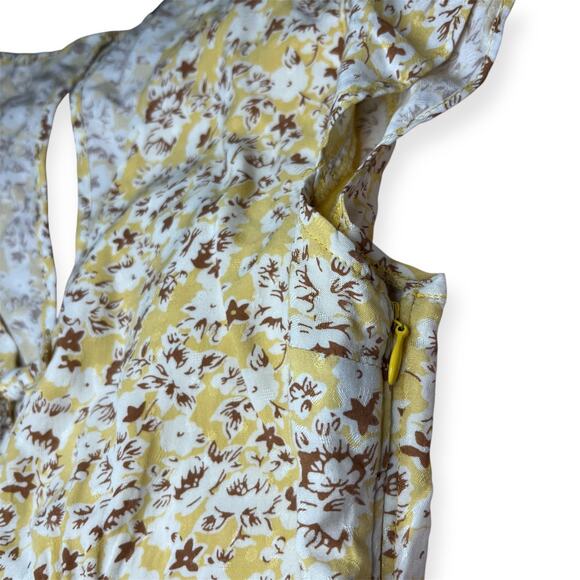 Abercrombie & Fitch Yellow Floral Mini Dress with Pockets Sz Small Sundress - Picture 10 of 15